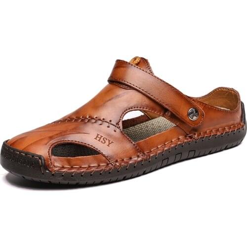 Summer Sandals Men Leather Classic Roman Sandals 2020 Slipper Outdoor Sneaker Beach Rubber Flip Flops Men Water Trekking Sandals