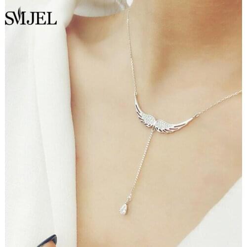 SMJEL Medical Nurse Jewelry Crystal Angel Necklaces for Women Friendship Necklace Wings Collar Collier Gift Collier Femme