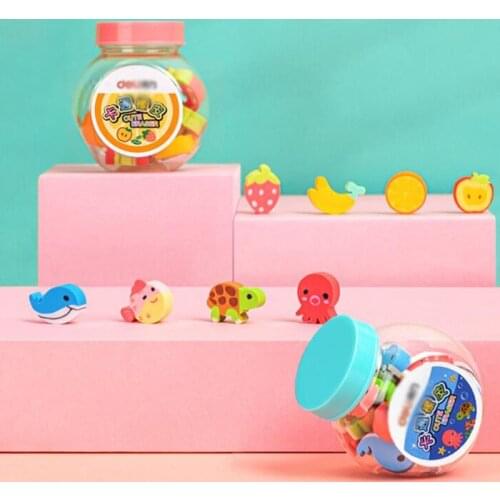 20pcs/box Kawaii Cartoon Eraser Fruit Animal Shaped Rubber Soft Wipe Clean Erasers Student Or Office Gift For Children(ss-869)