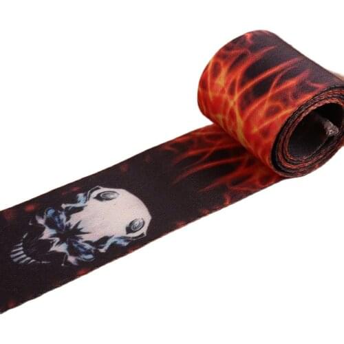 50mm Orange Skull Pattern Webbing,Soft Smooth Ethnic Webbing Purse Strap Purse Bag Geometric Pattern Webbing Bag Belt- 2"