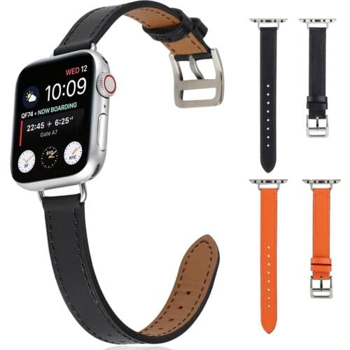 Slim Leather Band for Iwatch 6 Se 40mm 44mm Strap for Apple Watch Series 6 5 4 3 38mm 42mm Bands Women Girl Thin Correa Wrist