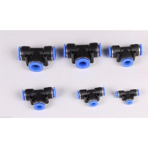 1PC PE4 PE6 PE8 PE10 PE12 PE14 PE16 Tube O/D 4mm-16mm T Style Three Way Plastic Pneumatic Connectors Push In Fittings