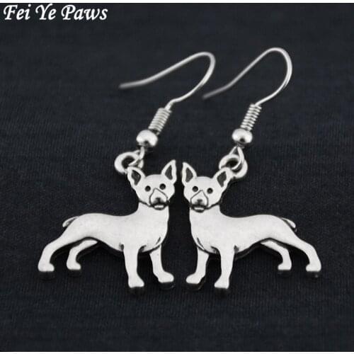 Vintage Boho Rat Terrier & Chihuahua Dog Charm Drop Earrings Big Long Statement Indian Earrings Women Fashion Jewelery Bijoux