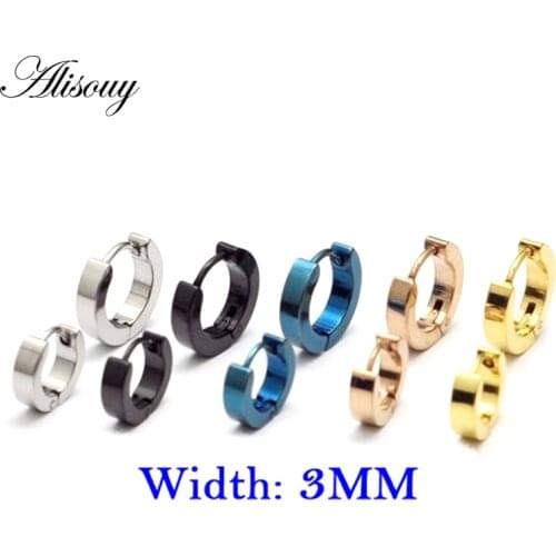 Alisouy Fashion 3mm Width 7 9mm Inside Diameter Unisex stainless steel ear clip Drop Dangle Earrings 5 Colors