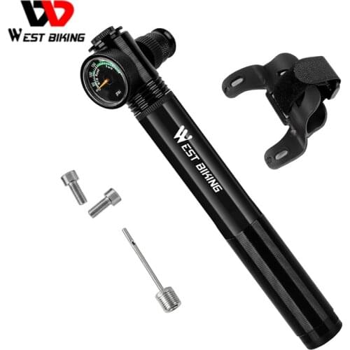WEST BIKING Cycling Bike Air Pump 300 PSI High Pressure Aluminum Alloy Tyre Tire Inflator Bicycle Pump With Gauge Bike Pumps