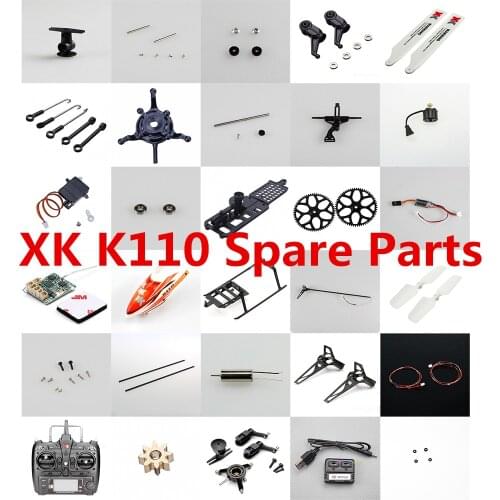 Wltoys XK K110 RC Helicopter spare Parts blade motor ESC Receiver Servo gear Landing Blade Clips rotor head swashplate Tail etc