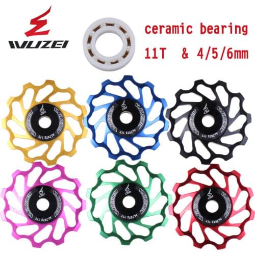 WUZEI 11 T MTB bicicleta trasero Derailleur Jockey rueda cerámica rodamiento polea AL7075 CNC guía de bicicleta de carretera rod
