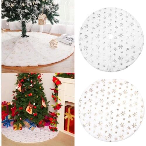 90/122cm Christmas Tree Skirt White Flannel Embroidered Snowflake Christmas Tree High Quality Christmas Xmas Tree Decor