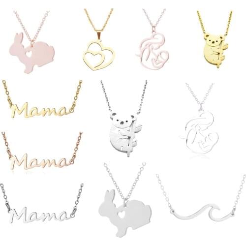 Fashion Women Hollow Heart Pendant Long Chain Sweater Necklace Jewelry Gift Animal Cute Rabbit Bear Cat Necklaces Gifts For Mom