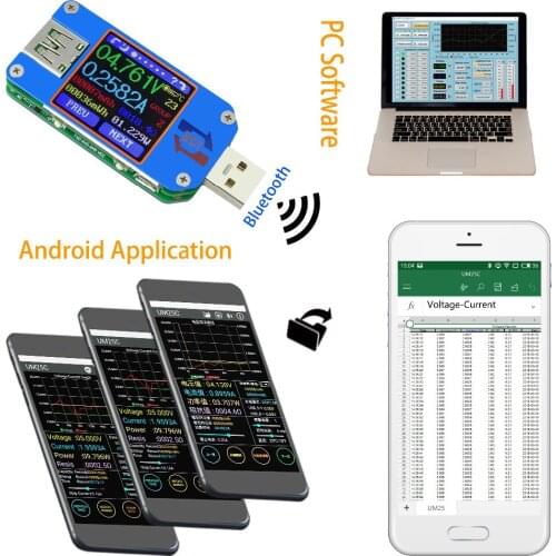 LCD Display USB Tester QC 2.0 Type-C LCD Voltmeter ammeter voltage current meter battery charge measure cable resistance
