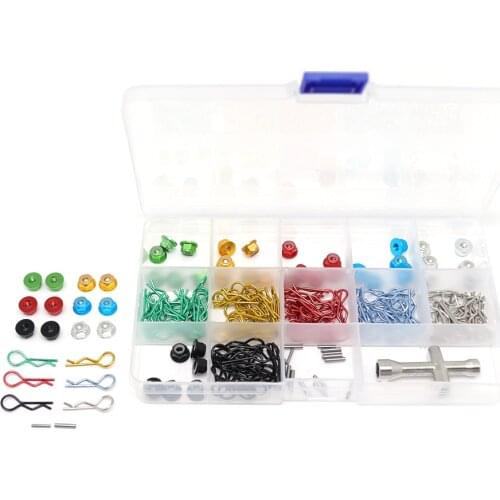 1set RC Car Metal Body Clip R Pin With M4 nut Bolt tool Box for SCX10 Wraith Traxxas TRX4 TRX6 HSP HPI Redcat CC01 Spare Parts