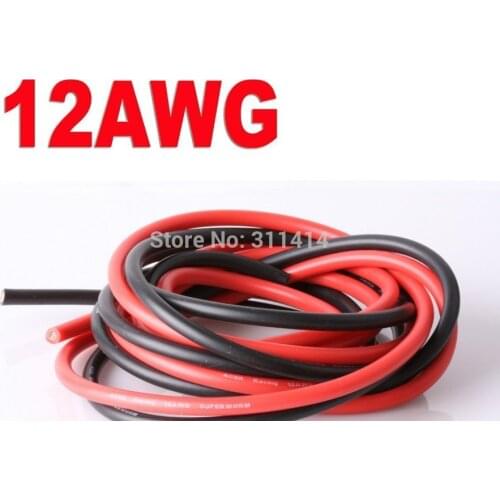 1meter Red+1meter Black 12# 12 AWG 12AWG Heatproof Soft Silicone Silica Gel Wire Connect Cable For RC Model Battery Part
