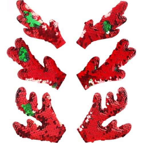 20pairs/ lot , Reversible Sequins For Christmas Party DIY Girls Glitter Antlers Hair Band Kids apparel Hair Accessories