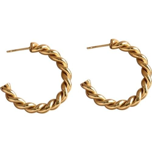 2021 Fashion C shape Hoop Earrings Gold Circle Ear Ring Stainless Steel Statement Geometric Earrings Women Jewelry