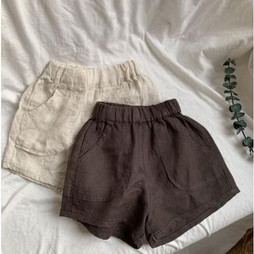 2021 new girls boys cotton linen shorts summer fashion kids shorts 2-8 years HV302