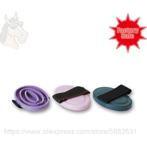 26 2005 Curry comb brush PVC material with ribbon for fixing hand small soft touch 12.5*8.5cm horse grooming factory direct sale