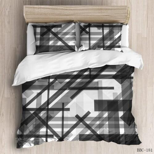 Brief Style Geometric Bedding Set Black with White Duvet Cover for Adult Bed Cover 3d Quilt Stripe Bedclothes Home Textiles 3Pcs
