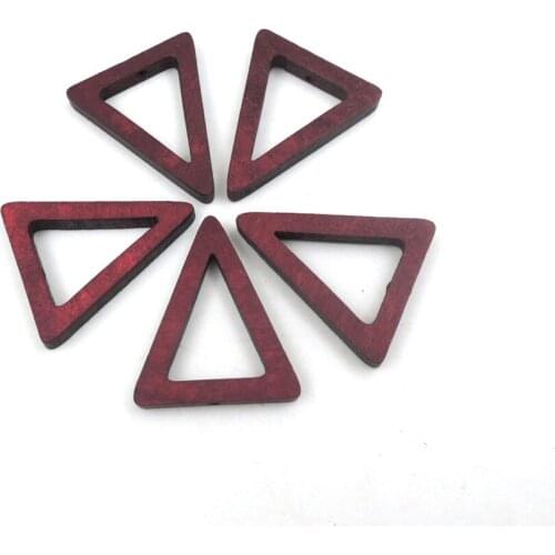 50pcs triangle wood bead geometric bordeaux for jewerly smooth 30x26mm burnt letter EA415-1