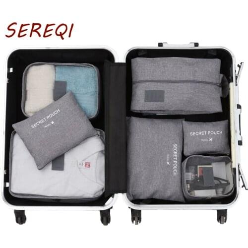 Travel accessories Clothes Packing Storage Bag Sets pouch kit Luggage organizer Cube 7 PCS/Set High Quality Mesh Bag Travel Bags