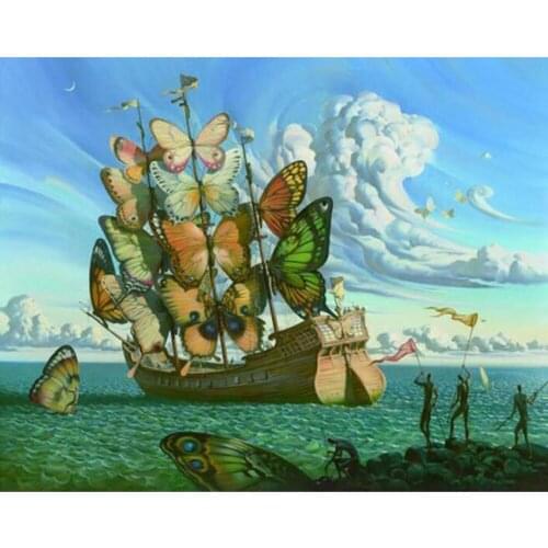 5D DIY Full Round/Square Diamond Painting Russian Forest Cross Stitch Butterfly Boat Embroidery Home Decor