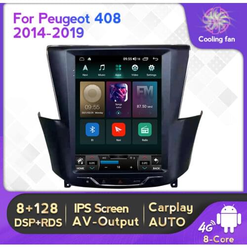 Car Radio For Peugeot 408 2014-2019 Stereo Receiver Multimedia With Tesla Style Screen Android11 GPS Navigation WIFI IPS DSP RDS