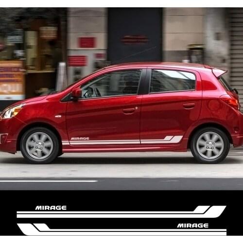 2PCS Car Door Side Vinyl Stickers Stripes Decals For Mitsubishi Mirage Auto Waterproof Sport Styling Decoration Car Accessories