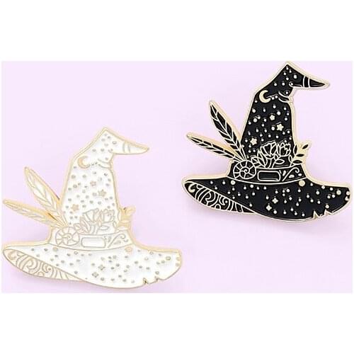 Cartoon Black/White Couple Sparkling Hat Enamel Pin Fashion Brooch Backpack Clothes Lapel Pin Animal Jewelry Gift for Friends