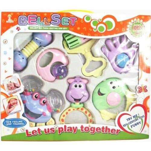 7 PCS Mixed in Box Baby Rattles Teether Set Early Development Toys 0-12 Months