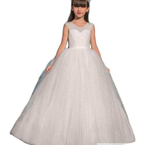 Princess Child Beach Wedding Gown Style Pageant Dress Special Ocassion Dress with Sweetheart for Girls Aged 2-13 Years