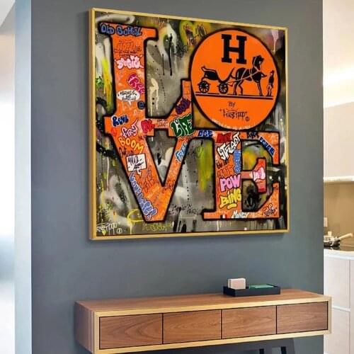 Graffiti Wall Pop Boom Art Colorful Letter Love Poster Canvas Painting Abstract Wall art Prints Living Room Retro Home Decor