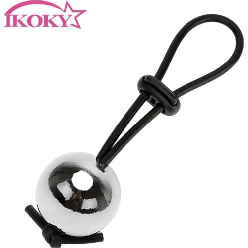 IKOKY Male Penis Extender Enlargerment Sex Shop Erotic Sex Toys for Men Time Delay Ejaculation Cock Rings With a Metal Ball