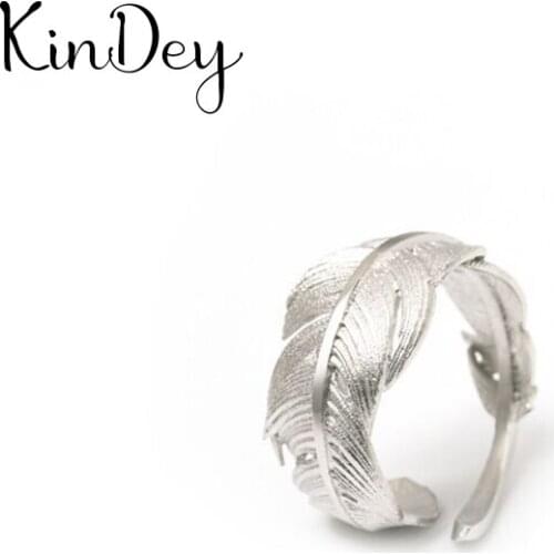 Kindey Vintage Silver Color Feather Rings For Women Men Engagement Rings Girls Party Gifts Anillos 2020