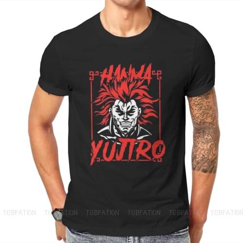 Red Badass Fashion TShirts Grappler Baki Hanma Yujiro Dou Manga Men Style Fabric Streetwear T Shirt Round Neck Oversized