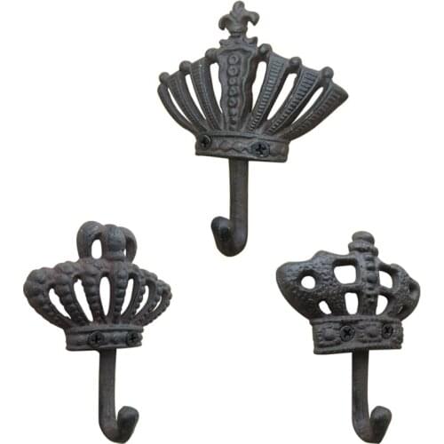 Creative Iron Crown Series Retro Gardening Wall Mounted Hook Dress Hat Coat Hanging Hanger Bathroom Robe Hooks Home Decor