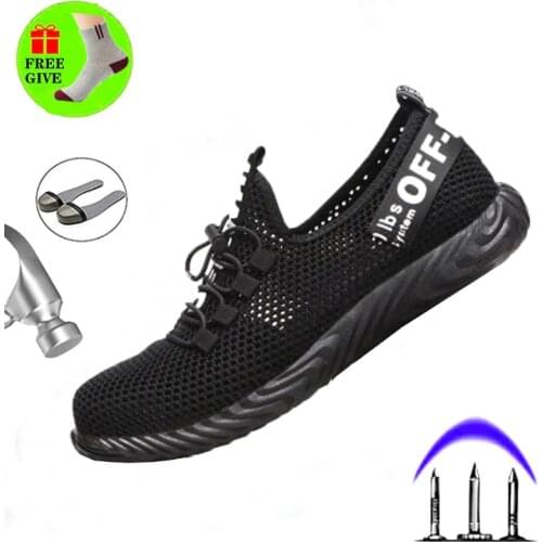 Summer Breathable Steel Toe Caps Anti-smashing Puncture Mens Work Boots Wear-resistant Anti-skid Kevlar Midsole Safety Shoes