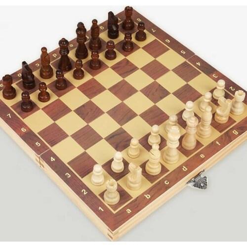 Magnetic Wooden Folding Chess Set with Felted Game Board Interior for Storage Adult Kids Beginner Large Chess 39cm*39cm