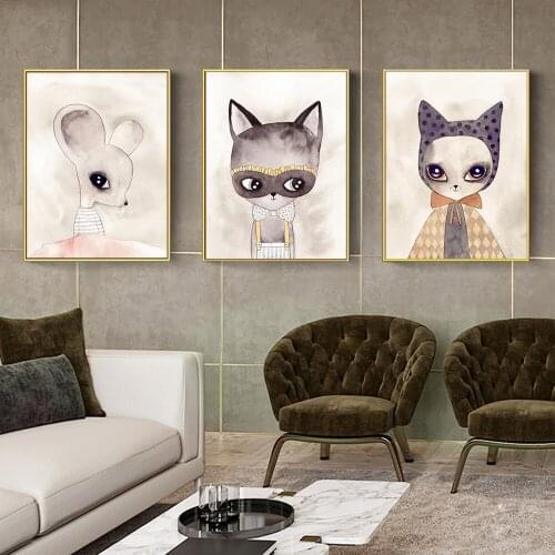 Cute mouse beautiful dress up elf animal Wall Art Character Poster Canvas Decoration Painting Poster Home Decoration Living Room