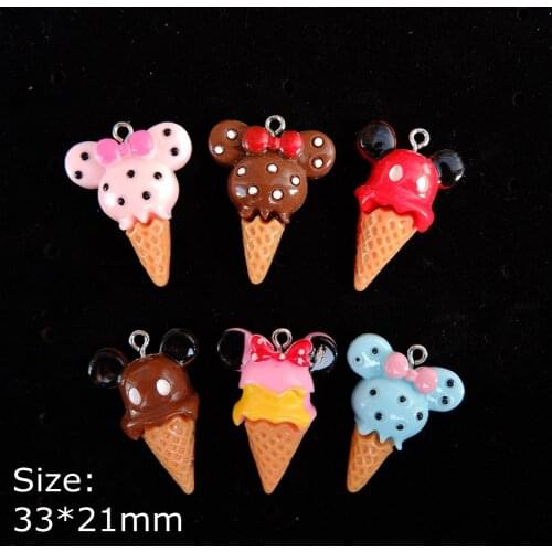 Cute Ice Cream Charms Pendants Resin flat back cabochon for jewelry making bracelets necklace earrings Accessories