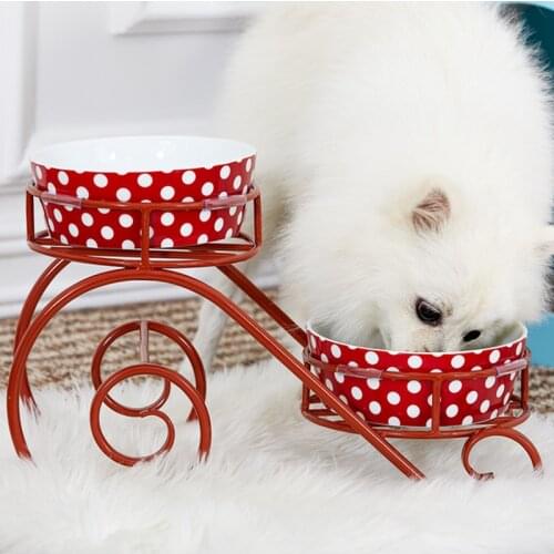 Dog bowl pet bowl cat bowl new dog bowl drinking cat bowl double bowl non-slip pet bowl ceramic double bowl