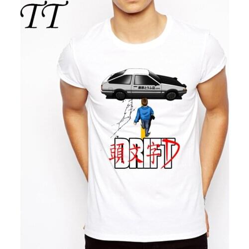 2019 Men Print Drift Japanese Anime T-shirt O-Neck Short sleeves Summer Casual AE86 Initial D Homme T Shirt