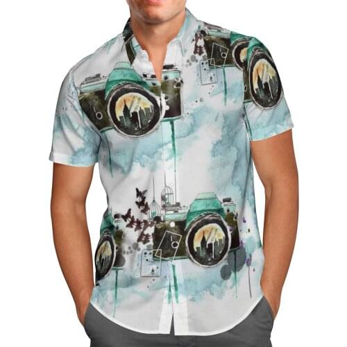 Cool Camera 3D Beach Hawaiian 2021 Summer Men Shirt Short Sleeve Shirt Streetwear Oversized 5XL Camisa Social Chemise Homme-828
