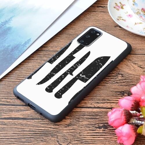 For Samsung Galaxy Black Chefs Knives Deisgn Print Soft Matt Phone Case