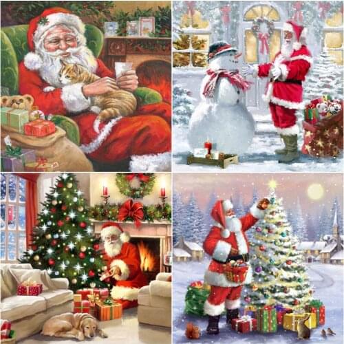 5D Beautiful Snow Diamond Painting Full Round Drill Rhinestone Diamond Embroidery Cross Stitch Kit Handmade Christmas Decoration