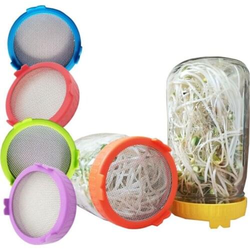4pcs 86MM Sprout Lid Food Grade Mesh Sprout Cover Kit Seed Growing Germination Vegetable Sealing Ring Lid For Mason Jar