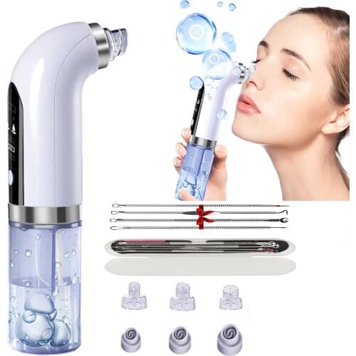 Electric Small Bubble Blackhead Remover Rechargeable Water Cycle Pore Acne Pimple Removal Needles Vacuum Suction Facial Cleaner