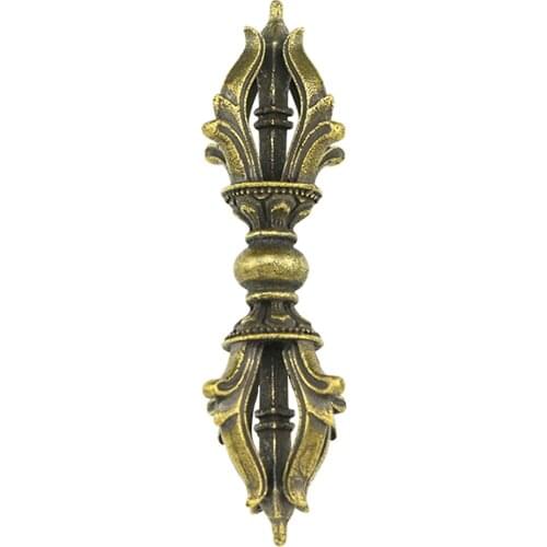 Nepal Workmanship Home Decor Collectibles Tibetan Buddhist Bronze Antiqued Lucky Carving Statue Dorje Vajra Tantric Ornament
