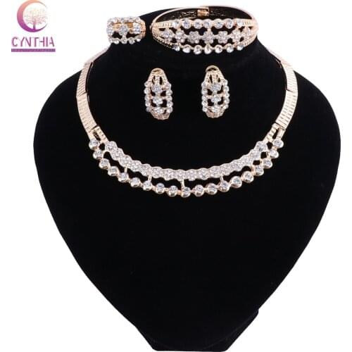 Nigeria Wedding African Gold-color Earrings Dubai Fashion Wedding Bridal Classic Necklace Bracelet Ring Jewelry Sets