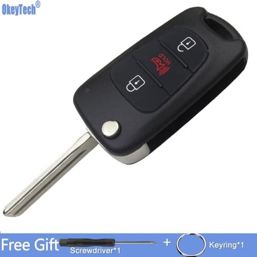 OkeyTech Flip Folding Remote Key Shell For Hyundai Kia Soul 2010 2011 2012 2013 Replacement 3 Buttons Car Keys Blank Case Cover