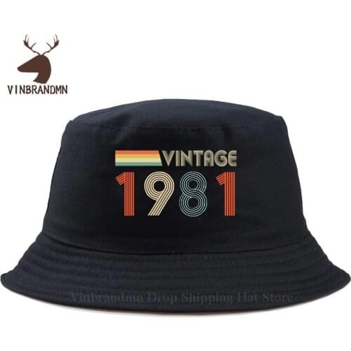 Novelty Retro 80s Clothing Vintage 1981 unisex Bucket hat Fashion Born in 1981fishing hat Family Birth day hat Thanksgiving hats
