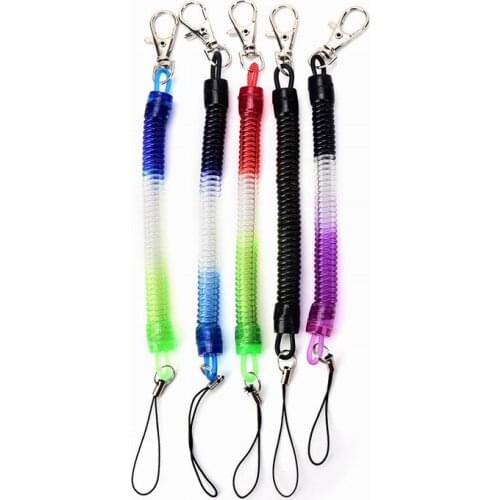 Wholesale 1000 pcs Plastic Spring Rope Wrist Strap Hand Lanyard Keychain ID Badge Holder Mobile Phone Straps Mix Color